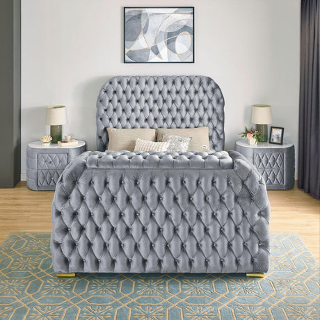 Natalia Gray Upholstered Bedroom Set with TV Lift by Crown Mark at Eve Furniture