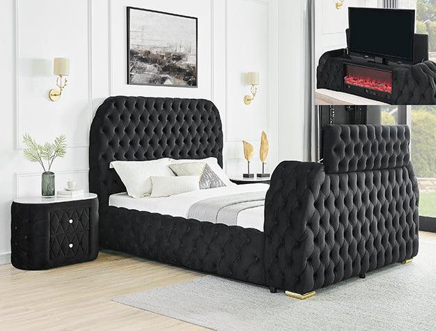 Natalia Black Nightstand by Crown Mark at Eve Furniture