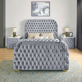 Natalia Gray Queen Upholstered Fireplace Bed with TV Lift by Crown Mark at Eve Furniture