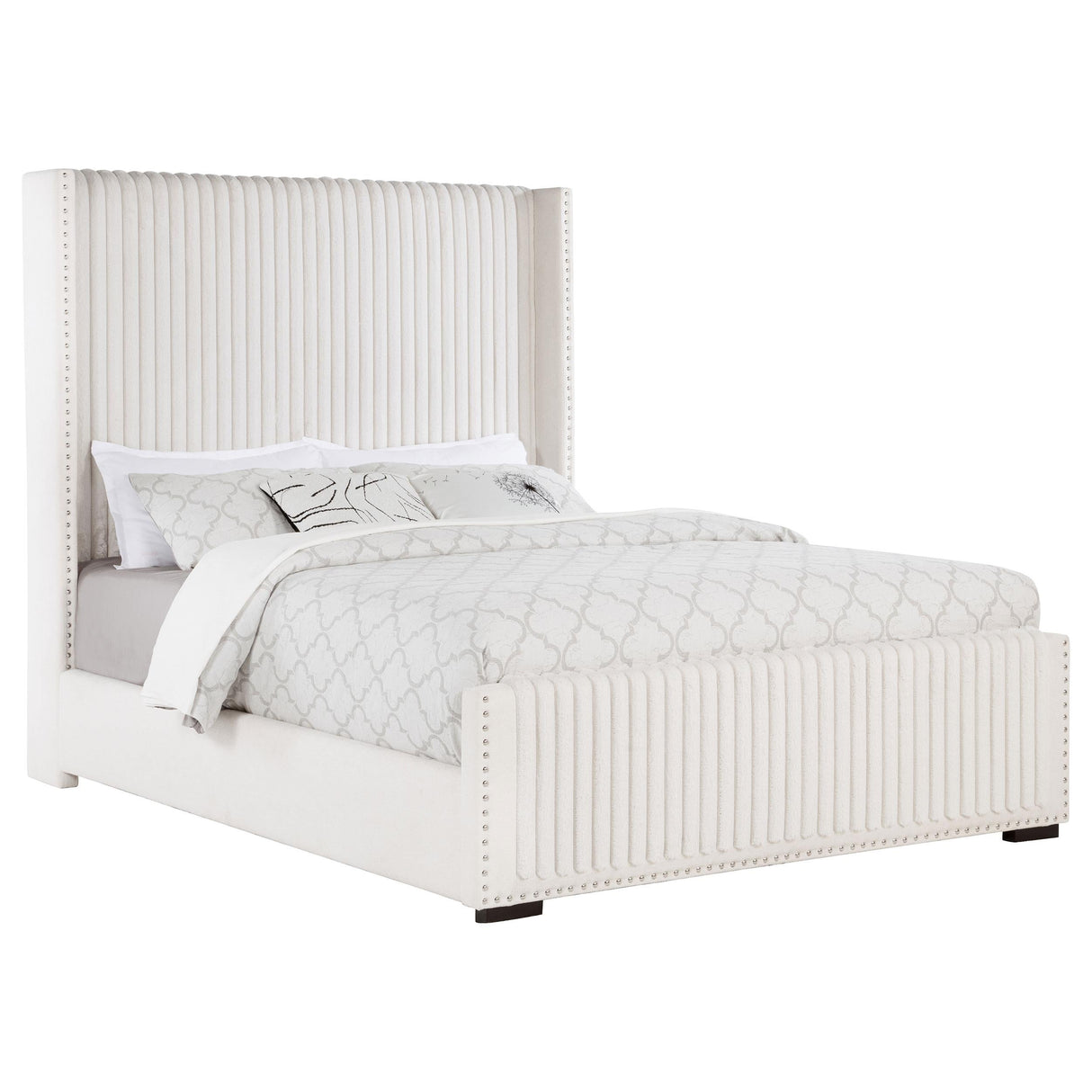 Natasha Cream 69-inch Upholstered Eastern King Wingback Bed by Coaster at Eve Furniture