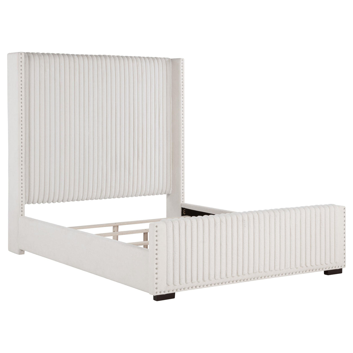 Natasha Cream 69-inch Upholstered Eastern King Wingback Bed by Coaster at Eve Furniture