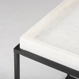Nathan II 18" x 20" Square Top White Marble and Black Metal End/Side Table by Mercana at Eve Furniture
