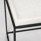 Nathan II Square Top White Marble and Black Metal End/Side Table by Mercana at Eve Furniture