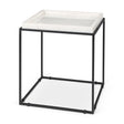 Nathan II Square Top White Marble and Black Metal End/Side Table by Mercana at Eve Furniture