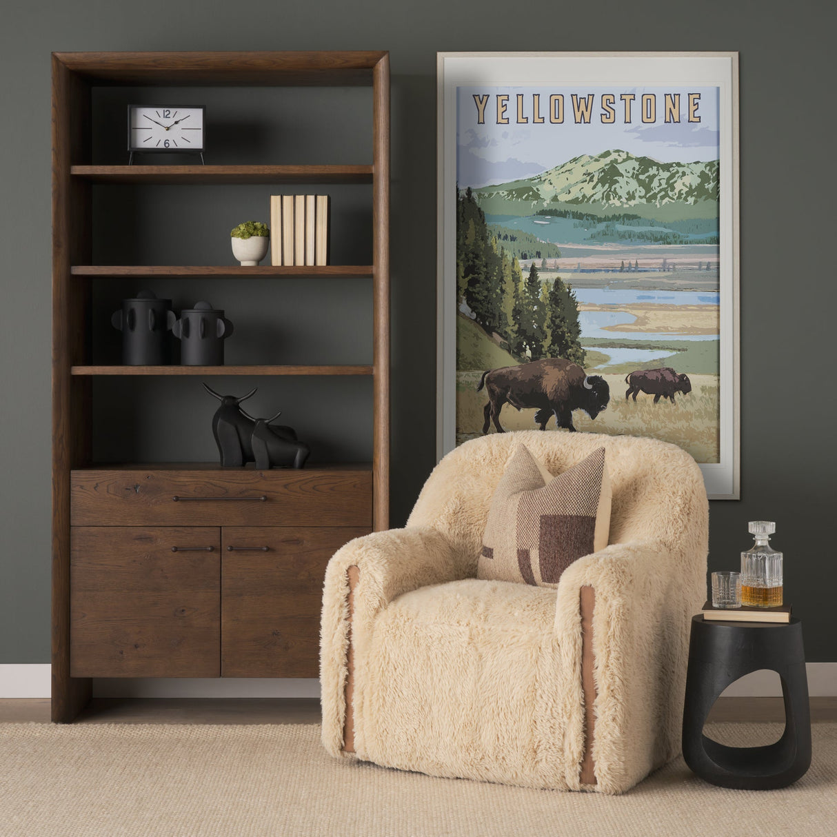 National Park - Yellowstone by Mercana Studio a Framed Art Print Matted under Glass by Mercana at Eve Furniture
