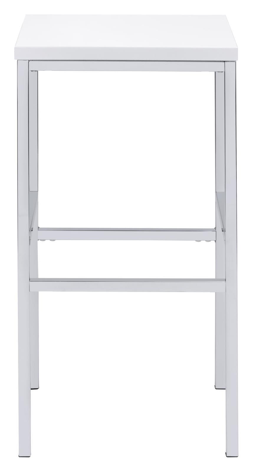 Natividad White High Gloss/Chrome 5-Piece Bar Set by Coaster at Eve Furniture