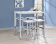 Natividad White High Gloss/Chrome 5-Piece Bar Set by Coaster at Eve Furniture