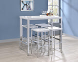 Natividad White High Gloss/Chrome 5-Piece Bar Set by Coaster at Eve Furniture
