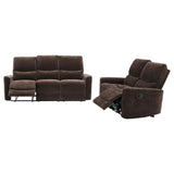 Navarro Dark Brown 2-Piece Upholstered Reclining Sofa Set by Coaster at Eve Furniture