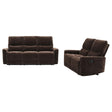 Navarro Dark Brown 2-Piece Upholstered Reclining Sofa Set by Coaster at Eve Furniture
