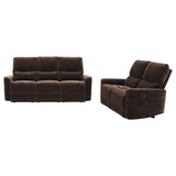 Navarro Dark Brown 2-Piece Upholstered Reclining Sofa Set by Coaster at Eve Furniture