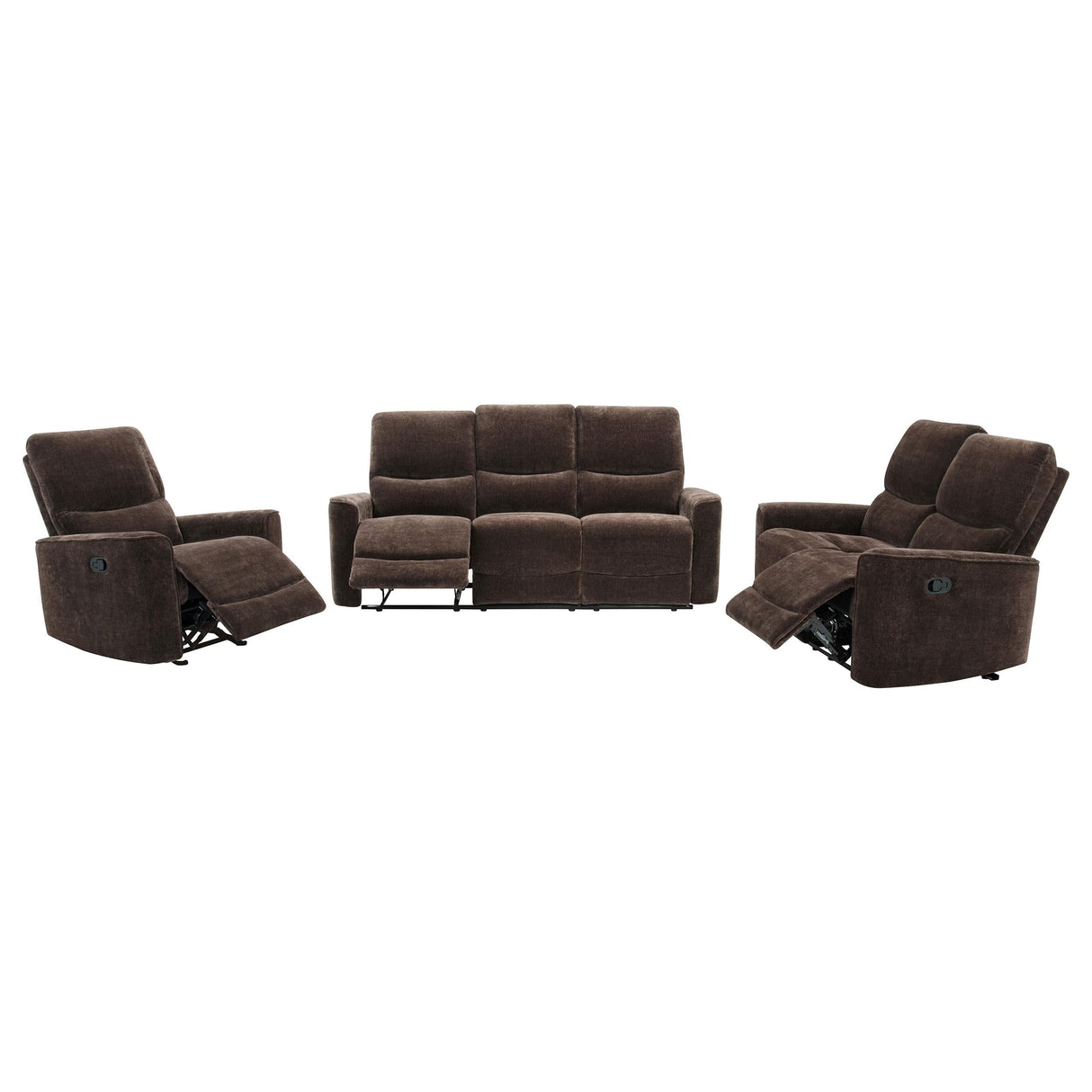 Navarro Dark Brown 3-Piece Upholstered Reclining Sofa Set by Coaster at Eve Furniture