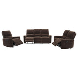 Navarro Dark Brown 3-Piece Upholstered Reclining Sofa Set by Coaster at Eve Furniture