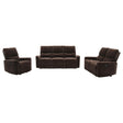 Navarro Dark Brown 3-Piece Upholstered Reclining Sofa Set by Coaster at Eve Furniture