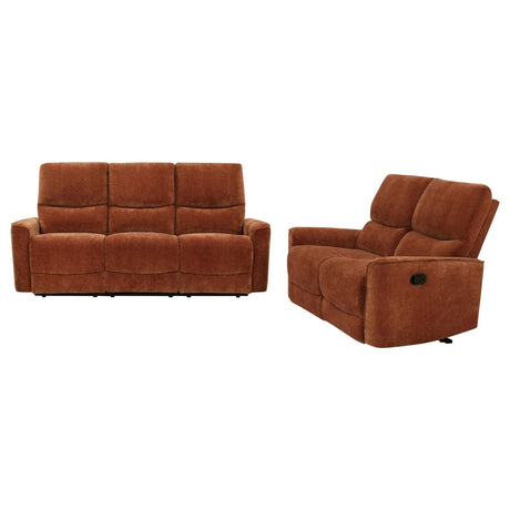 Navarro Orange 2-Piece Upholstered Reclining Living Room Set by Coaster at Eve Furniture