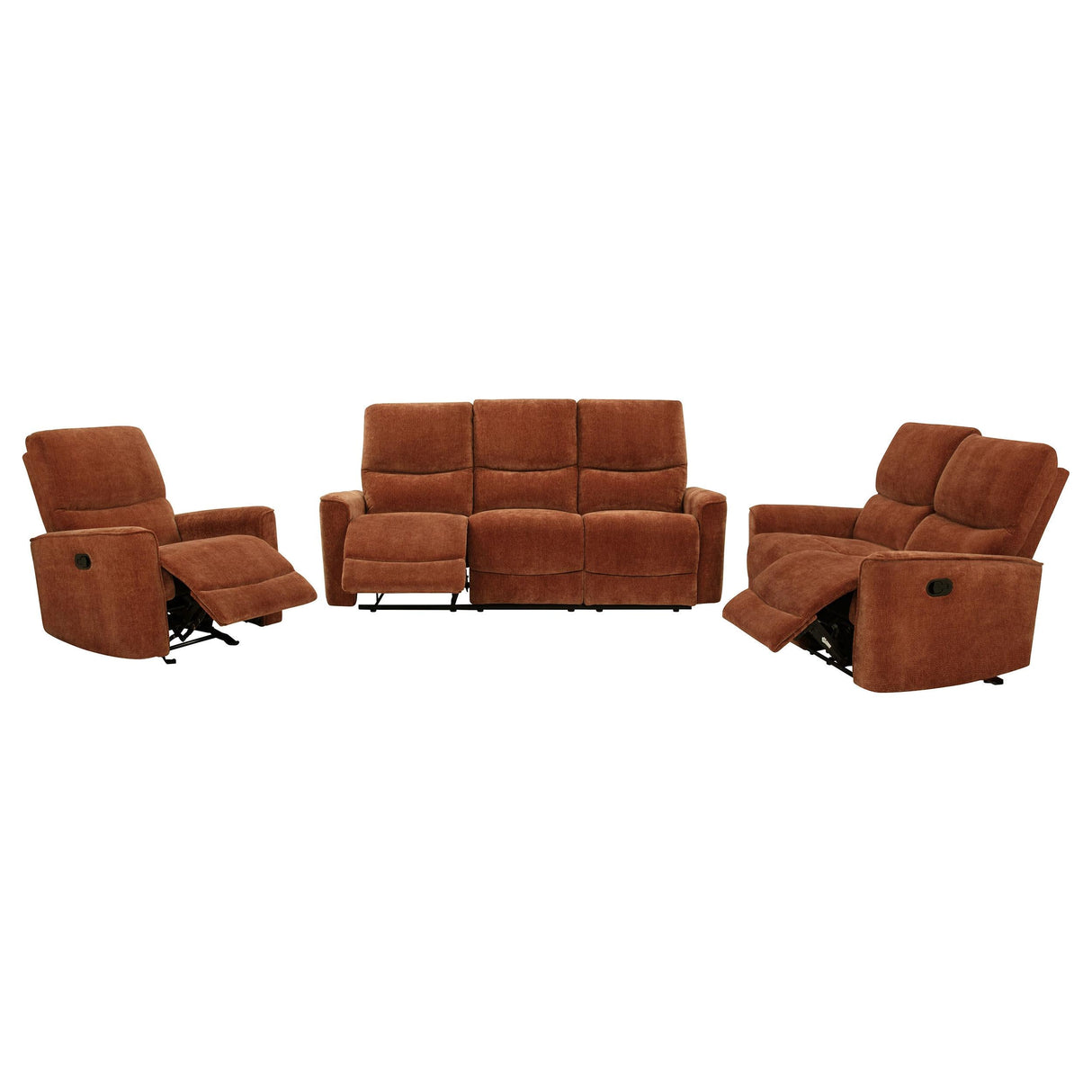 Navarro Orange 3-Piece Upholstered Reclining Living Room Set by Coaster at Eve Furniture