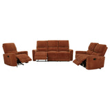 Navarro Orange 3-Piece Upholstered Reclining Living Room Set by Coaster at Eve Furniture