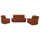 Navarro Orange 3-Piece Upholstered Reclining Living Room Set by Coaster at Eve Furniture