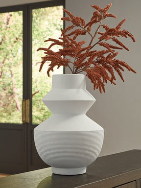 Naveen White Vase by Ashley at Eve Furniture