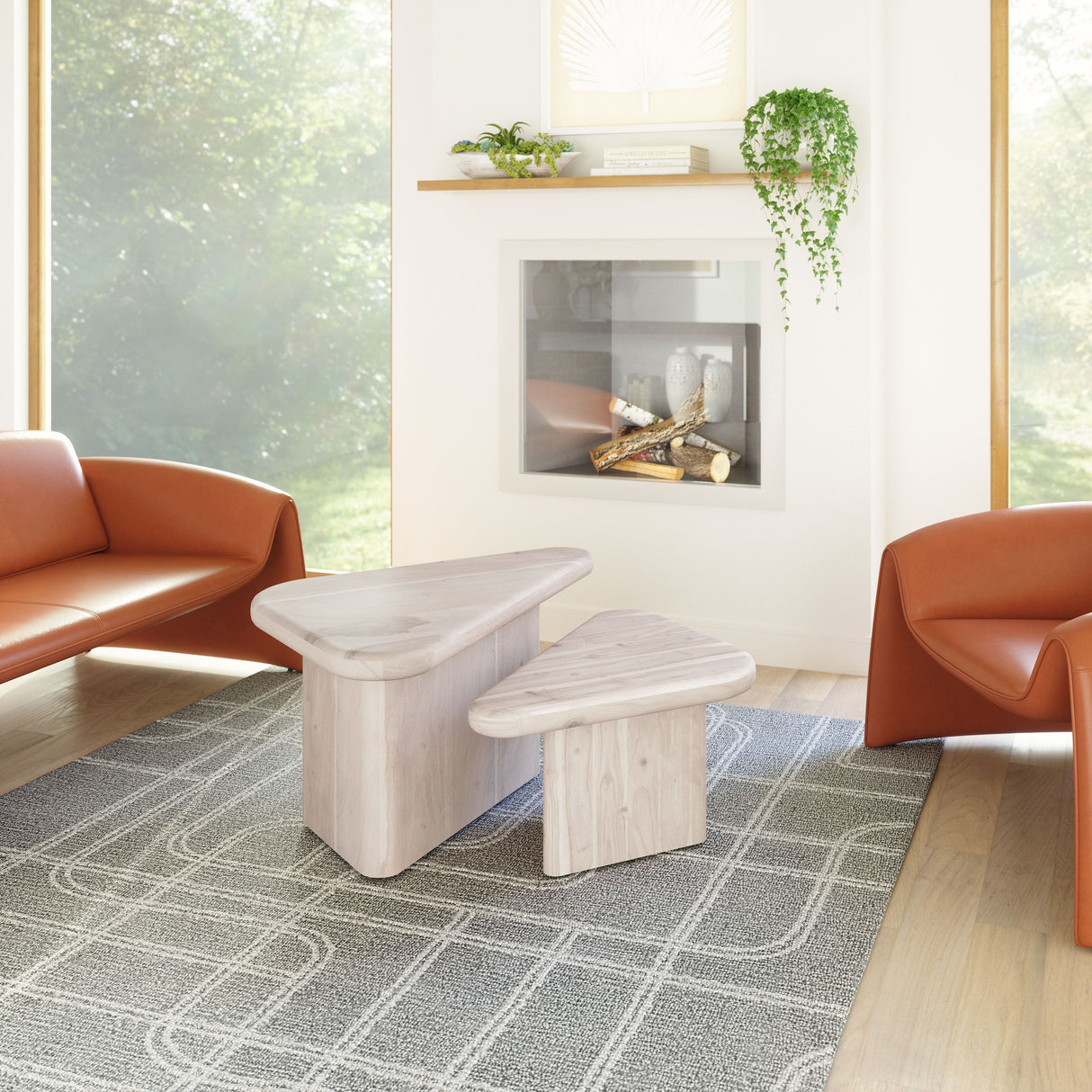 Navidic Coffee Table Set Whitewashed by Zuomod at Eve Furniture