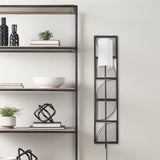Navin Black Metal Body White Fabric Shade Rectangular Wall Sconce by Mercana at Eve Furniture
