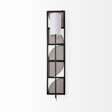 Navin Black Metal Body White Fabric Shade Rectangular Wall Sconce by Mercana at Eve Furniture