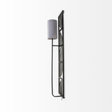 Navin Black Metal Body White Fabric Shade Rectangular Wall Sconce by Mercana at Eve Furniture