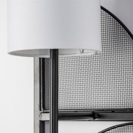 Navin Black Metal Body White Fabric Shade Rectangular Wall Sconce by Mercana at Eve Furniture