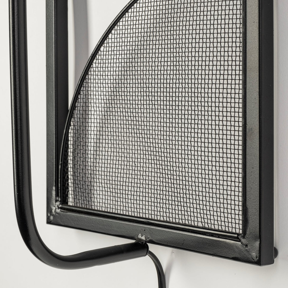Navin Black Metal Body White Fabric Shade Rectangular Wall Sconce by Mercana at Eve Furniture
