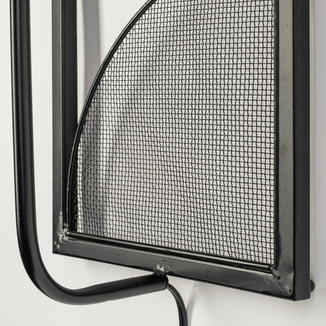 Navin Black Metal Body White Fabric Shade Rectangular Wall Sconce by Mercana at Eve Furniture