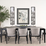 Navin Black Metal Body White Fabric Shade Rectangular Wall Sconce by Mercana at Eve Furniture