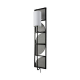 Navin Black Metal Body White Fabric Shade Rectangular Wall Sconce by Mercana at Eve Furniture