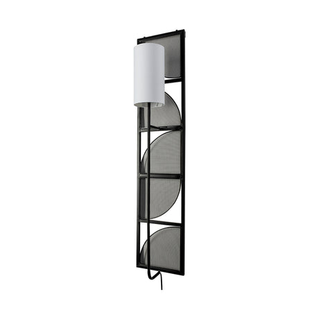 Navin Black Metal Body White Fabric Shade Rectangular Wall Sconce by Mercana at Eve Furniture
