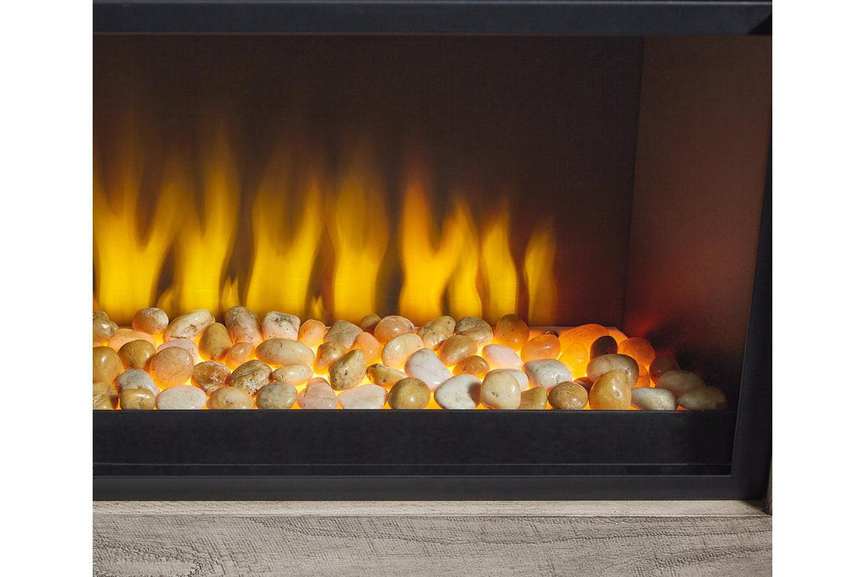 Naydell Gray 92" TV Stand with Electric Fireplace by Ashley at Eve Furniture