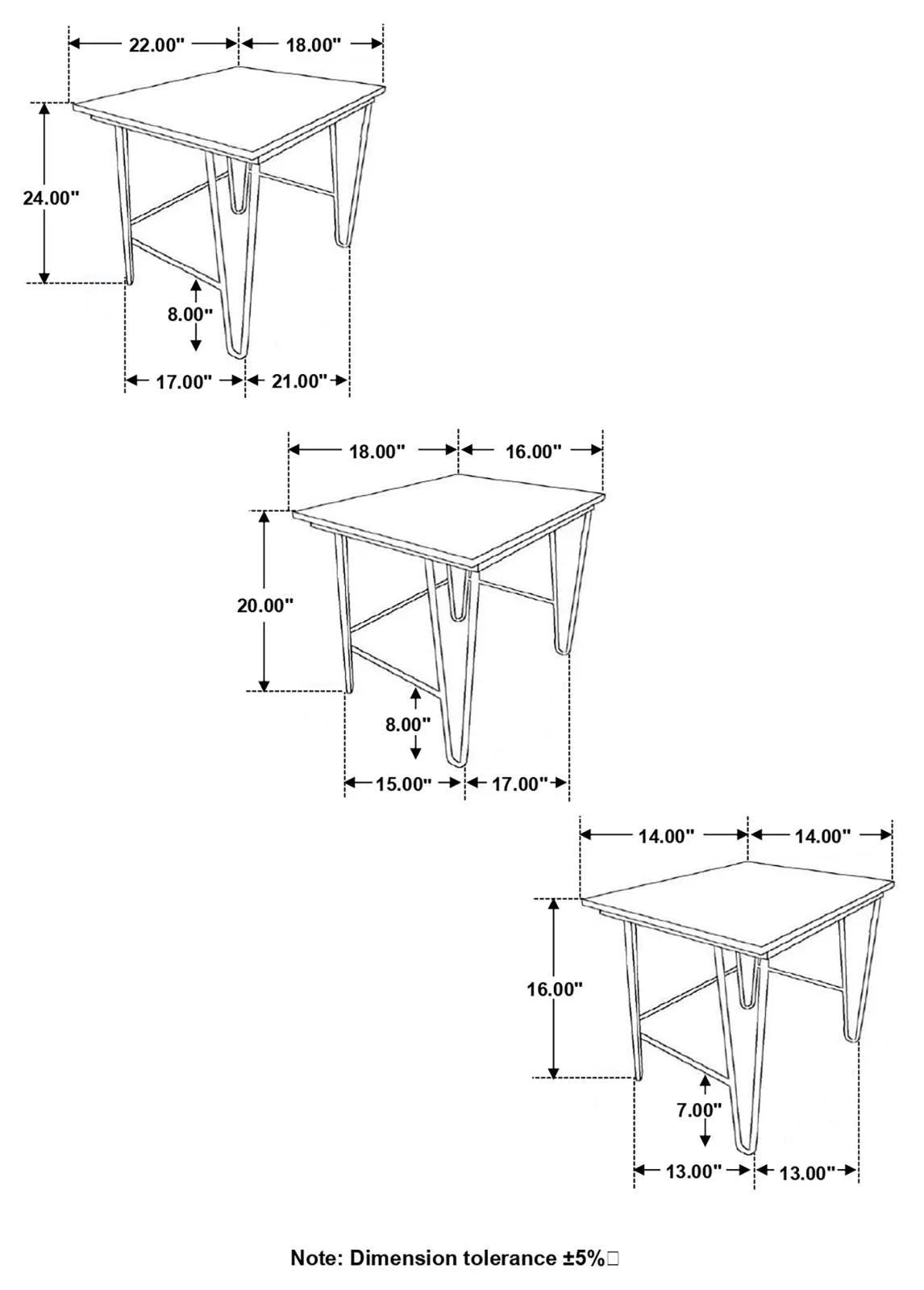 Nayeli Natural and Black 3-Piece Nesting Table with Hairpin Legs by Coaster at Eve Furniture
