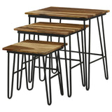 Nayeli Natural and Black 3-Piece Nesting Table with Hairpin Legs by Coaster at Eve Furniture