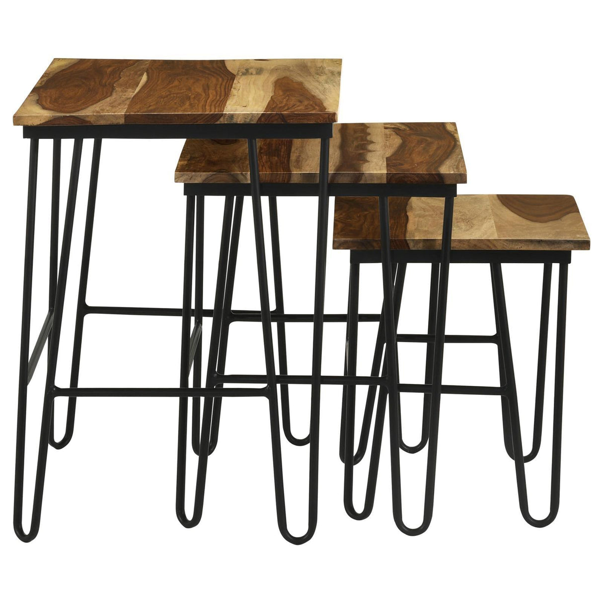 Nayeli Natural and Black 3-Piece Nesting Table with Hairpin Legs by Coaster at Eve Furniture