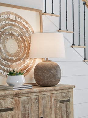 Neavesboro Antique Brown/White Table Lamp by Ashley at Eve Furniture