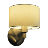 Nebula Brushed Nickel Base Wall Lamp with Rotary Switch White Fabric Shade by Ashcroft Imports at Eve Furniture