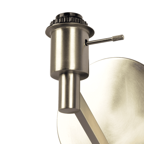 Nebula Brushed Nickel Base Wall Lamp with Rotary Switch White Fabric Shade by Ashcroft Imports at Eve Furniture