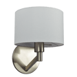 Nebula Brushed Nickel Base Wall Lamp with Rotary Switch White Fabric Shade by Ashcroft Imports at Eve Furniture
