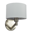 Nebula Brushed Nickel Base Wall Lamp with Rotary Switch White Fabric Shade by Ashcroft Furniture at Eve Furniture