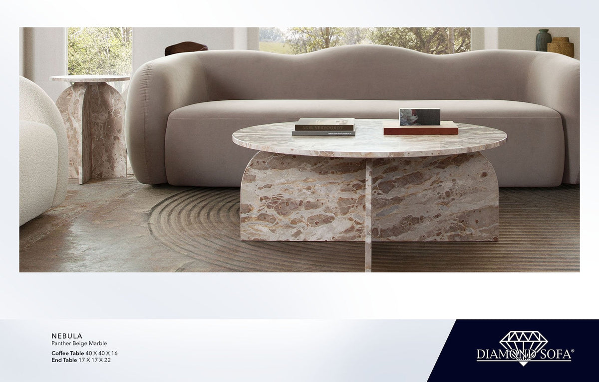 Nebula Panther Beige Marble Coffee Table by Diamond Sofa at Eve Furniture