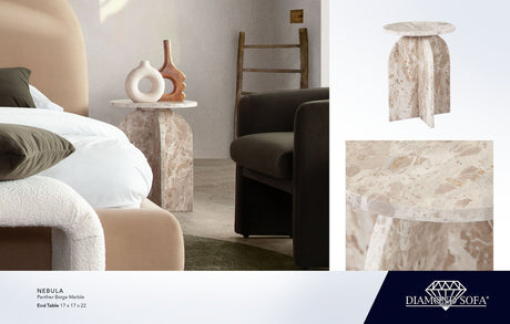 Nebula Panther Beige Marble End Table by Diamond Sofa at Eve Furniture