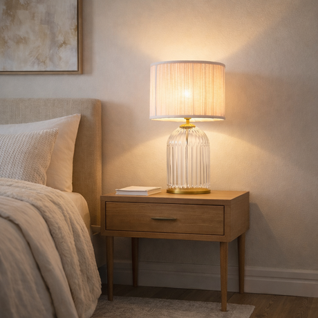 Nebulis Table Lamp Gold - Clear and Pink by Ashcroft Furniture at Eve Furniture
