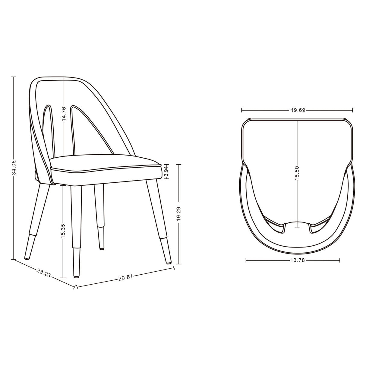 Neda Dining Chair in Midnight Blue (set of 2) by Manhattan Comfort at Eve Furniture