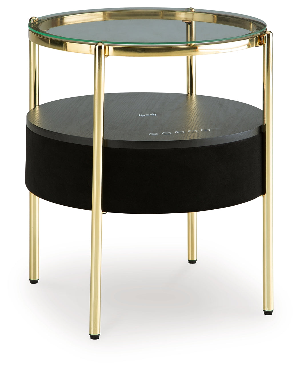 Nedman Black/Gold Finish Accent Table with Speaker