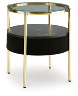 Nedman Black/Gold Finish Accent Table with Speaker