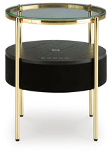 Nedman Black/Gold Finish Accent Table with Speaker