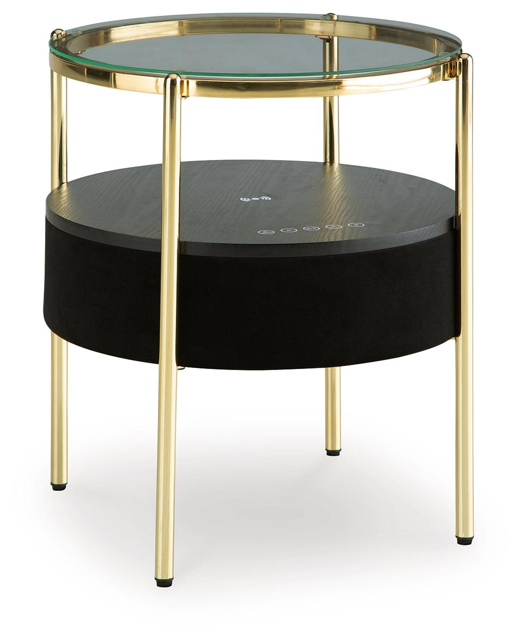 Nedman Black/Gold Finish Accent Table with Speaker by Ashley at Eve Furniture